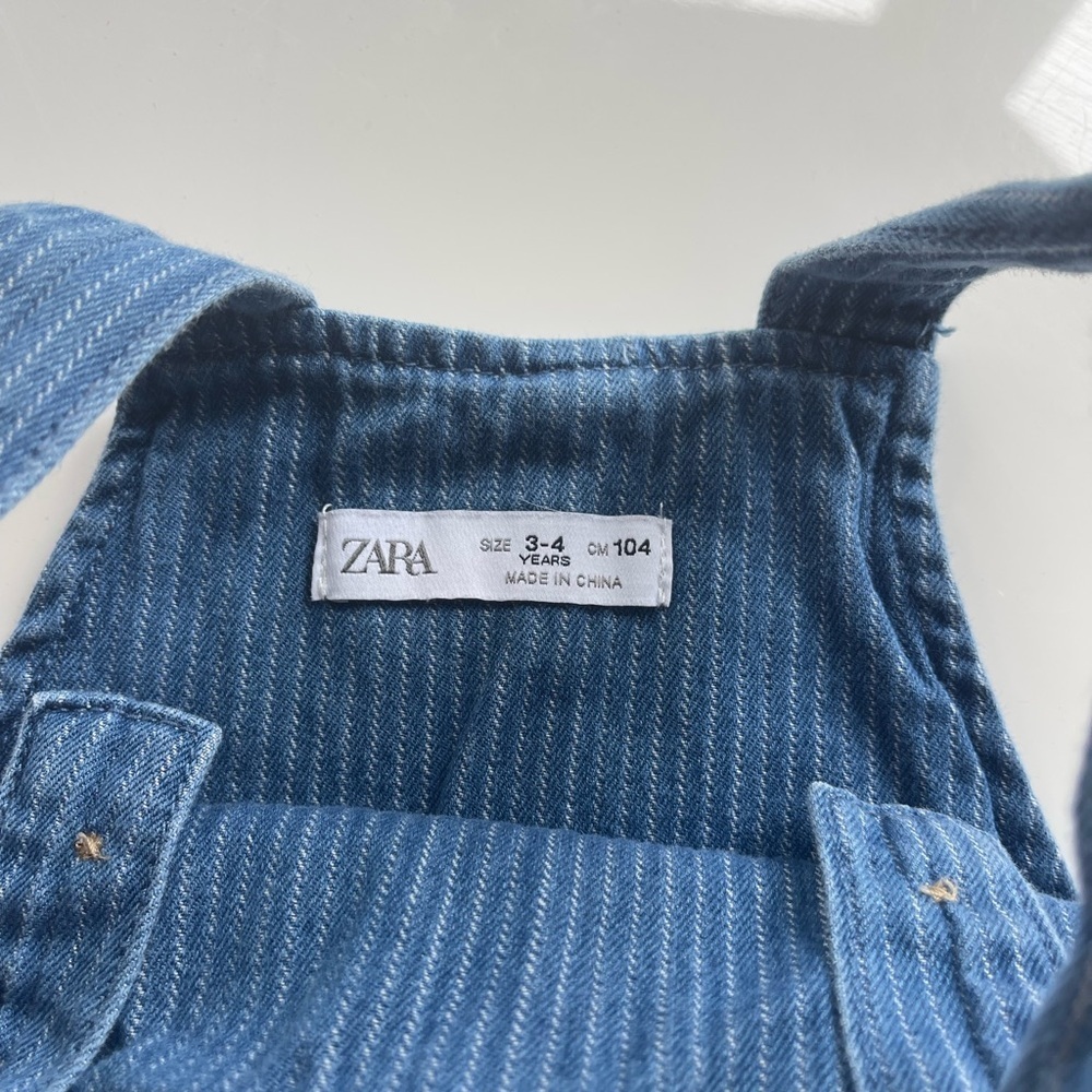 Zara Toddler Blue Denim Stripe Overalls - 3/4 - Picture 2 of 4